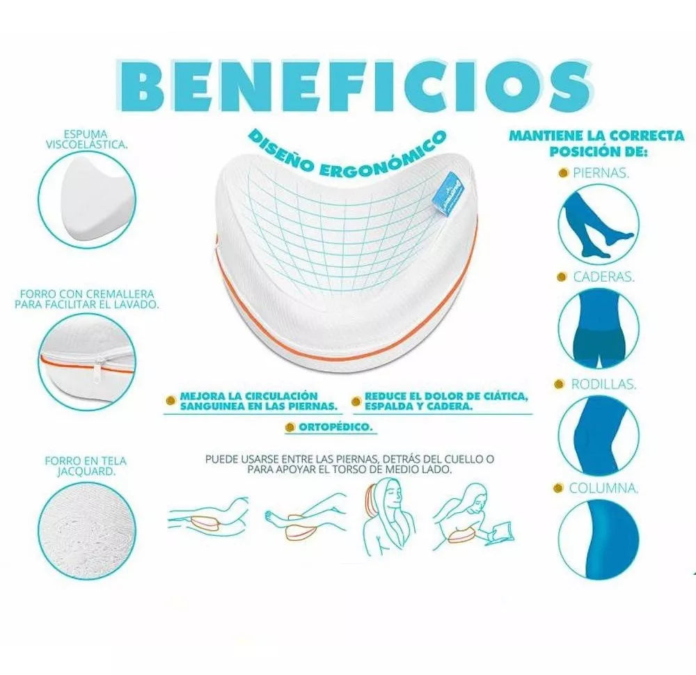 Almohada ortopédica correctora para piernas y cuello ☁️