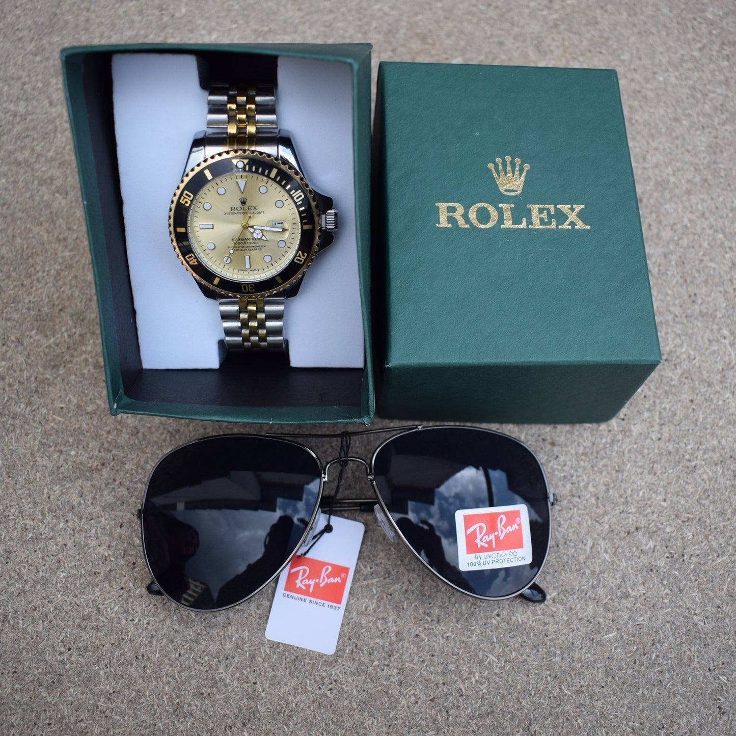PROMOCIÓN - COMPRA 1 E LLEVA 2 [ 1x ROLEX SUBMARINER + 1x GAFAS RAY-BAN TIPO PILOTO] Últimas unidades en stock