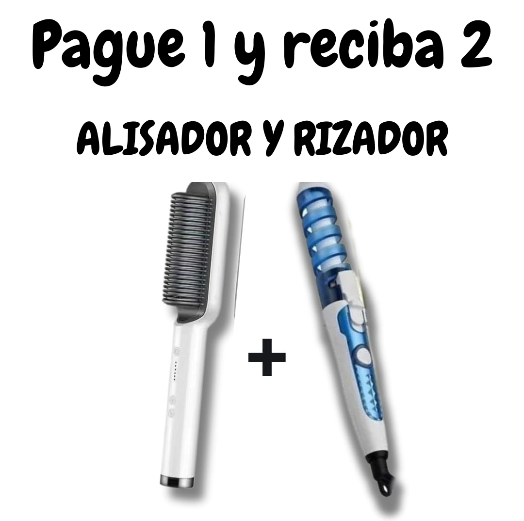 Cepillo Alisador 2 en 1 + Cepillo Rizador de Regalo