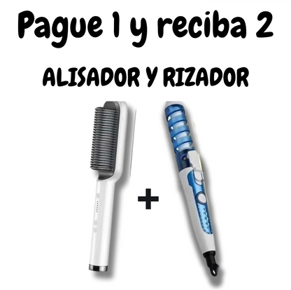 Cepillo Alisador 2 en 1 + Cepillo Rizador de Regalo