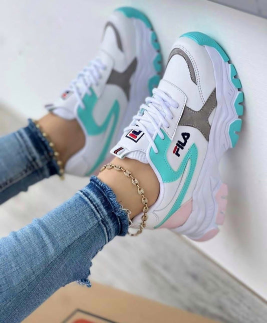 Tenis Fila Suela Alta -Turquesa